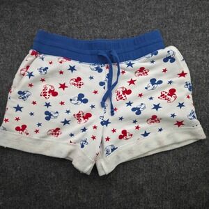 Disney Mickey Mouse Shorts Women Small White Cotton Star Print Casual Athleisure